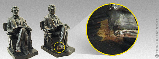 Illustration photo: A plating miss on a pair of Abraham Lincoln bookends