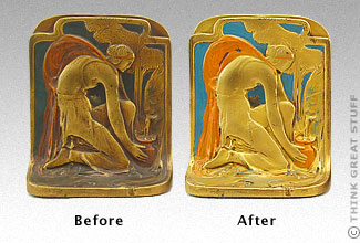 Illustration photo: Cleaning of bookends, Before and After