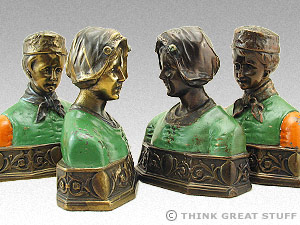 Illustration photo: Comparison of different patina on same model bookends