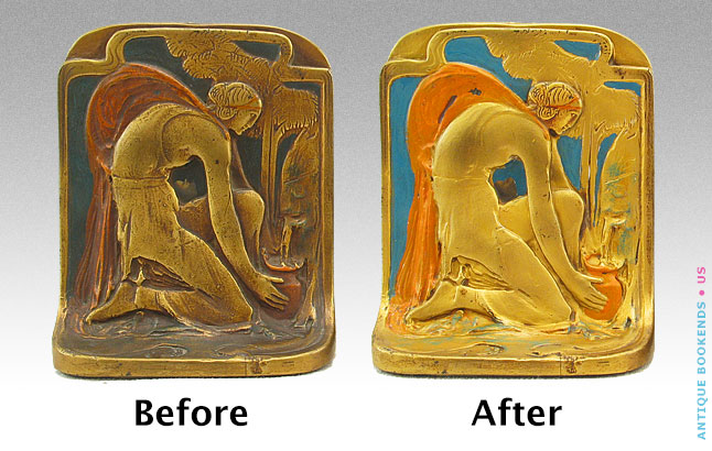 Illustration photo: Cleaning of bookends, Before and After